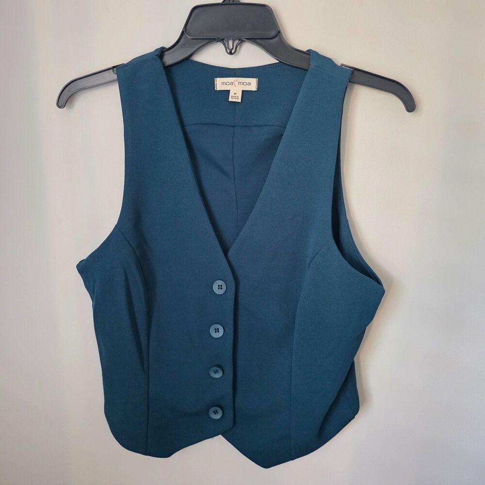 Like New Preppy Moa Moa Teal Knit Vest | Women's Size M